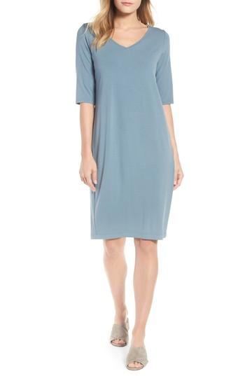 Women's Eileen Fisher Stretch Jersey Shift Dress - Blue