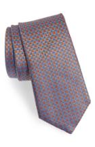 Men's Canali Neat Geometric Silk Tie, Size - Orange