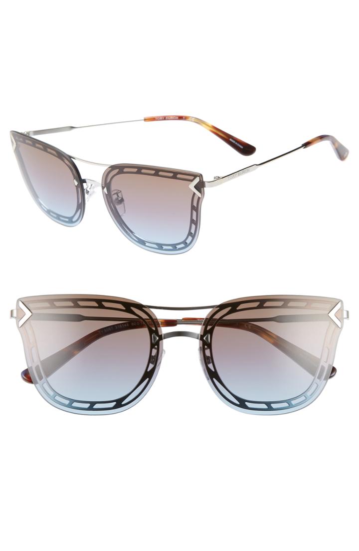 Women's Tory Burch T Wire 60mm Cat Eye Sunglasses - Silver/ Purple Gradient