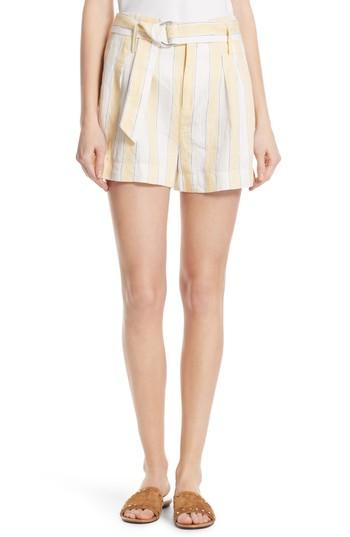 Women's Frame Belted Stripe Linen Shorts - Yellow