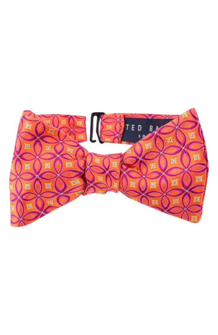 Men's Ted Baker London Geo Silk Bow Tie, Size - Orange