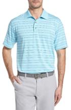 Men's Travis Mathew Heather Stripe Polo - Blue