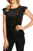 Women's Cece Flutter Sleeve Foil Rib Velvet Top