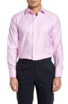 Men's Lorenzo Uomo Trim Fit Textured Gingham Dress Shirt .5 - 32 - Pink