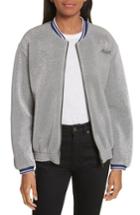 Women's Etre Cecile Frenchie Glitter Varsity Bomber Jacket - Metallic