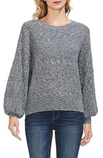 Women's Vince Camuto Textured Balloon Sleeve Cotton Blend Sweater, Size - Grey