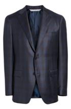 Men's Samuelsohn Classic Fit Plaid Wool Sport Coat L - Blue