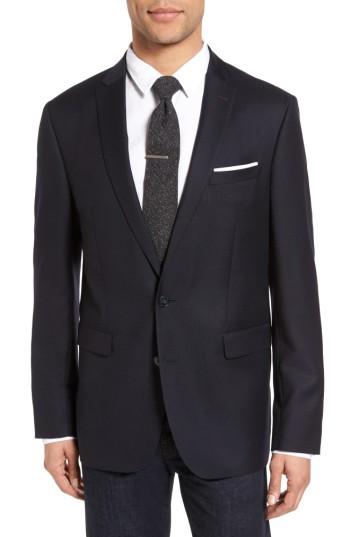 Men's Sand Trim Fit Hopsack Wool Blazer Eu - Blue