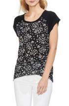 Women's Vince Camuto Scattered Floral Stamp Mix Top, Size - Black