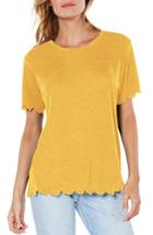 Women's Michael Stars Scallop Edge Tee, Size - Yellow