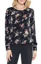 Women's Vince Camuto Delicate Bouquet Mixed Media Top, Size - Black