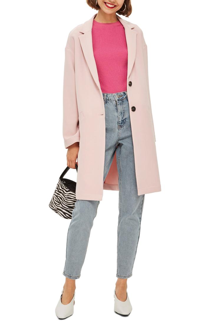 Women's Topshop Crepe Coat Us (fits Like 0) - Pink