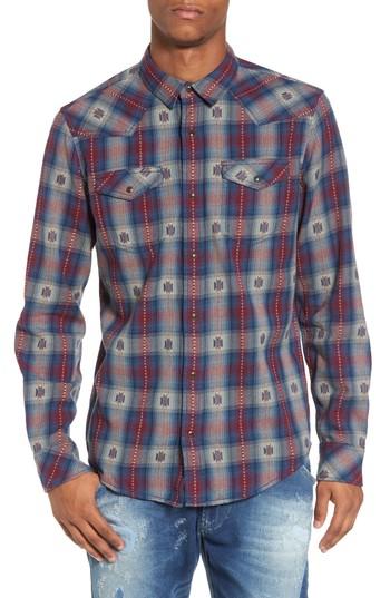 Men's Treasure & Bond Feliz Dobby Plaid Western Shirt - Blue