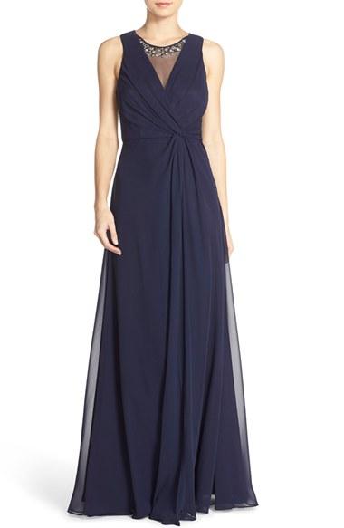Women's Eliza J Embellished Chiffon Fit & Flare Gown