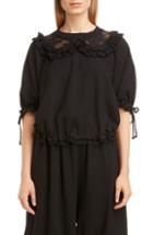 Women's Simone Rocha Frilly Lace Ruched Top - Black