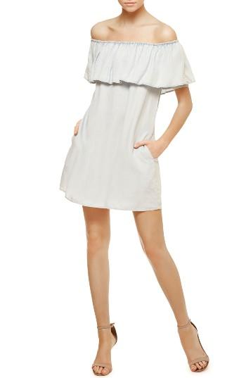 Women's Sanctuary Stella Chambray Off The Shoulder Dress - Blue