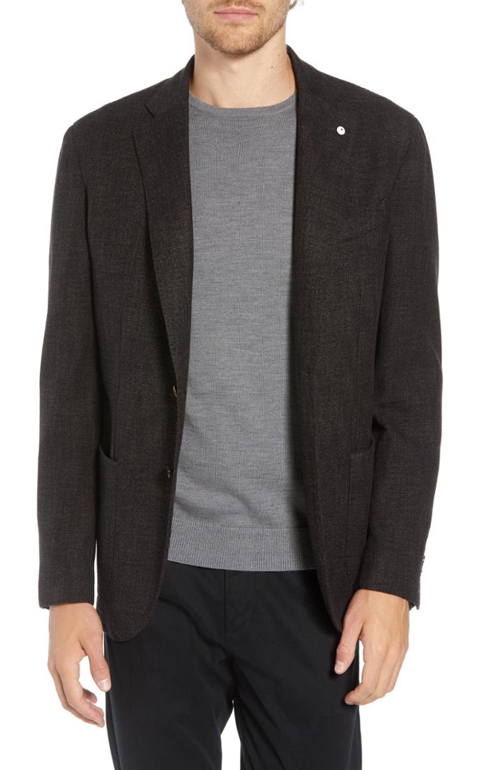 Men's L.b.m 1911 Classic Fit Cotton & Wool Blazer Us / 52 Eu R - Brown