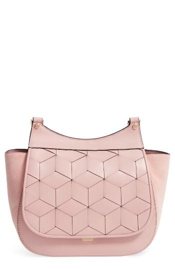 Welden Vagabond Woven Flap Leather Satchel - Pink