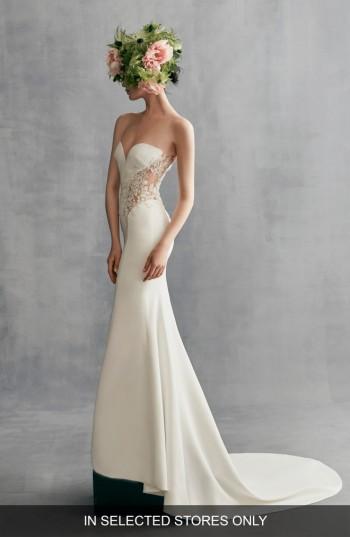 Women's Ines By Ines Di Santo Kalina Illusion Lace & Crepe Gown, Size - Ivory