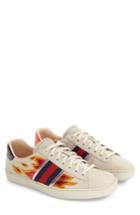 Men's Gucci 'new Ace Flames' Sneaker With Genuine Snakeskin Detail Us / 6uk - White