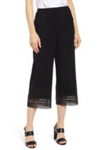 Women's Ming Wang Lace Trim Knit Crop Pants - Black