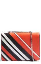 Topshop Sofia Leather Stripe Shoulder Bag - Red