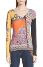 Women's Etro Harlem Paisley Silk & Cashmere Sweater Us / 38 It - Orange