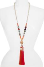 Women's Nakamol Design Long Tassel Jasper Pendant Necklace