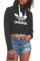 Women's Adidas Trefoil Logo Crop Hoodie - Black