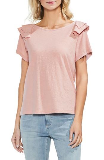 Women's Vince Camuto Shoulder Ruffle Tee, Size - Pink