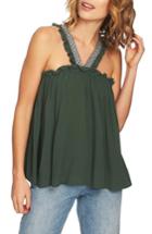 Women's 1.state Embroidered Crinkle Gauze Babydoll Top, Size - Green