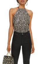 Women's Topshop Animal Sequin Bodysuit