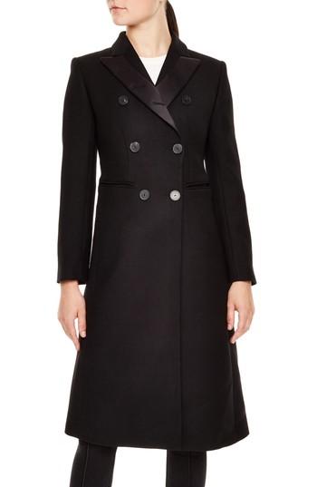 Women's Sandro Arcade Double-breasted Wool Blend Long Coat