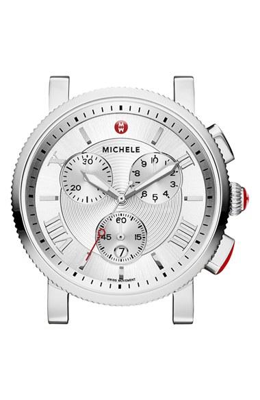 Women's Michele 'sport Sail - Large' Black Dial Watch Case, 42mm
