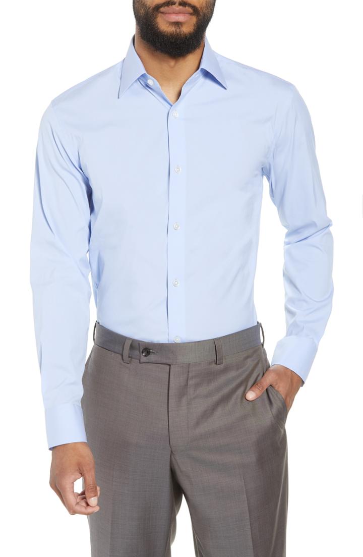 Men's Bonobos Jetsetter Slim Fit Stretch Solid Dress Shirt 35 - Blue