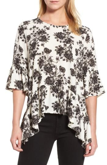 Women's Gibson Ruffled Handkerchief Hem Top - Grey