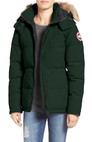 Women's Canada Goose 'chelsea' Slim Fit Down Parka With Genuine Coyote Fur Trim (2-4) - Green