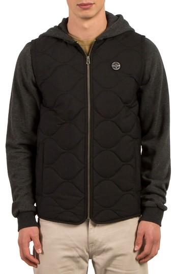 Men's Volcom Buster Hooded Puffer Jacket - Black