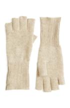 Women's Halogen Cashmere Fingerless Gloves, Size - Beige