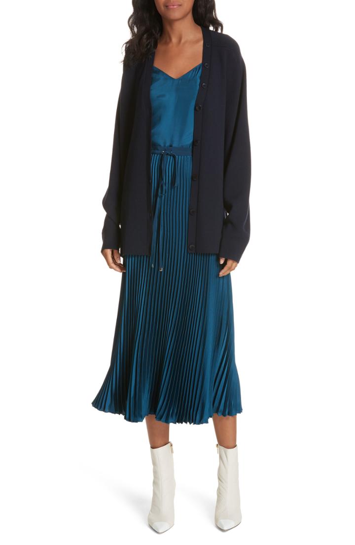 Women's Tibi Mendini Twill Pleated Skirt - Blue