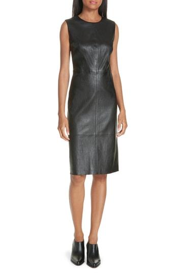 Women's Vince Leather Sheath Dress - Black