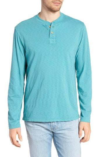 Men's Vintage 1946 Negative Slub Long Sleeve Henley - Blue/green