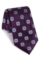 Men's Nordstrom Men's Shop Floral Medallion Silk Tie, Size - Purple