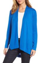 Petite Women's Eileen Fisher Tie Waist Tencel Blend Cardigan, Size P - Blue