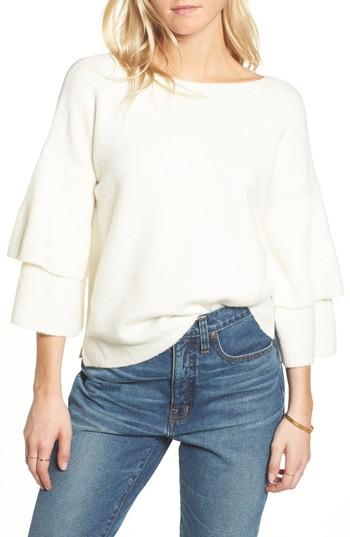 Women's Madewell Tier Sleeve Sweater, Size - White