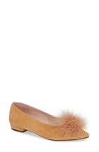 Women's Patricia Green Maribou Feather Pouf Flat M - Brown