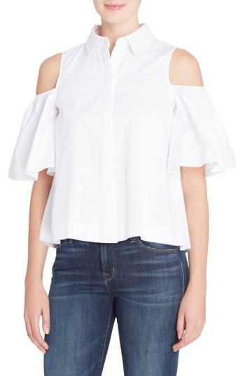 Women's Catherine Catherine Malandrino Linette Cold Shoulder Shirt - White