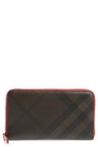 Men's Burberry Check Zip Wallet - Brown