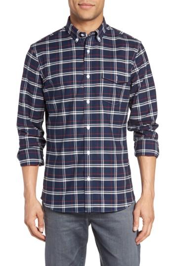 Men's Nordstrom Men's Shop Slim Fit Plaid Non-iron Sport Shirt - Blue