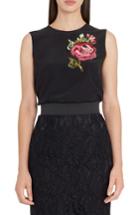 Women's Dolce & Gabbana Rose Embellished Silk Blouse Us / 40 It - Black